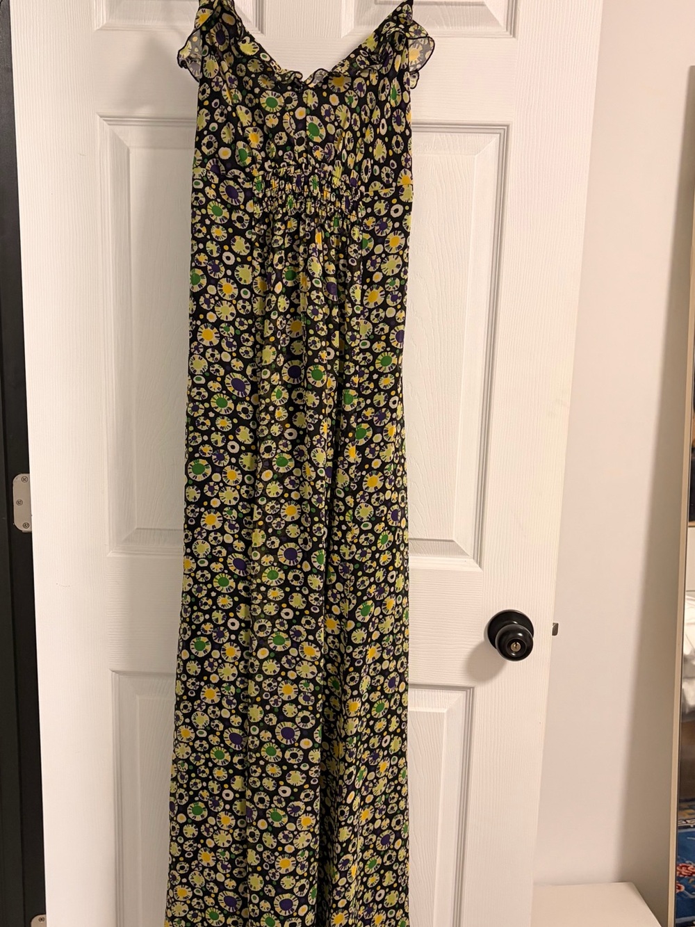 Armani Exchange 100% Silk Floral Ruffle Maxi Dress - Size 8 Size